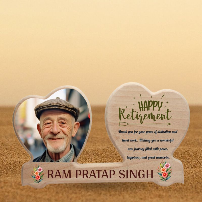 Personalized Happy Retirement Double Heart Wooden Plaque | Custom Photo & Name  Meaningful Retirement Gift for Teachers, Doctors, and Colleagues, Men & Women  Desktop Wood Decor for Home or Office